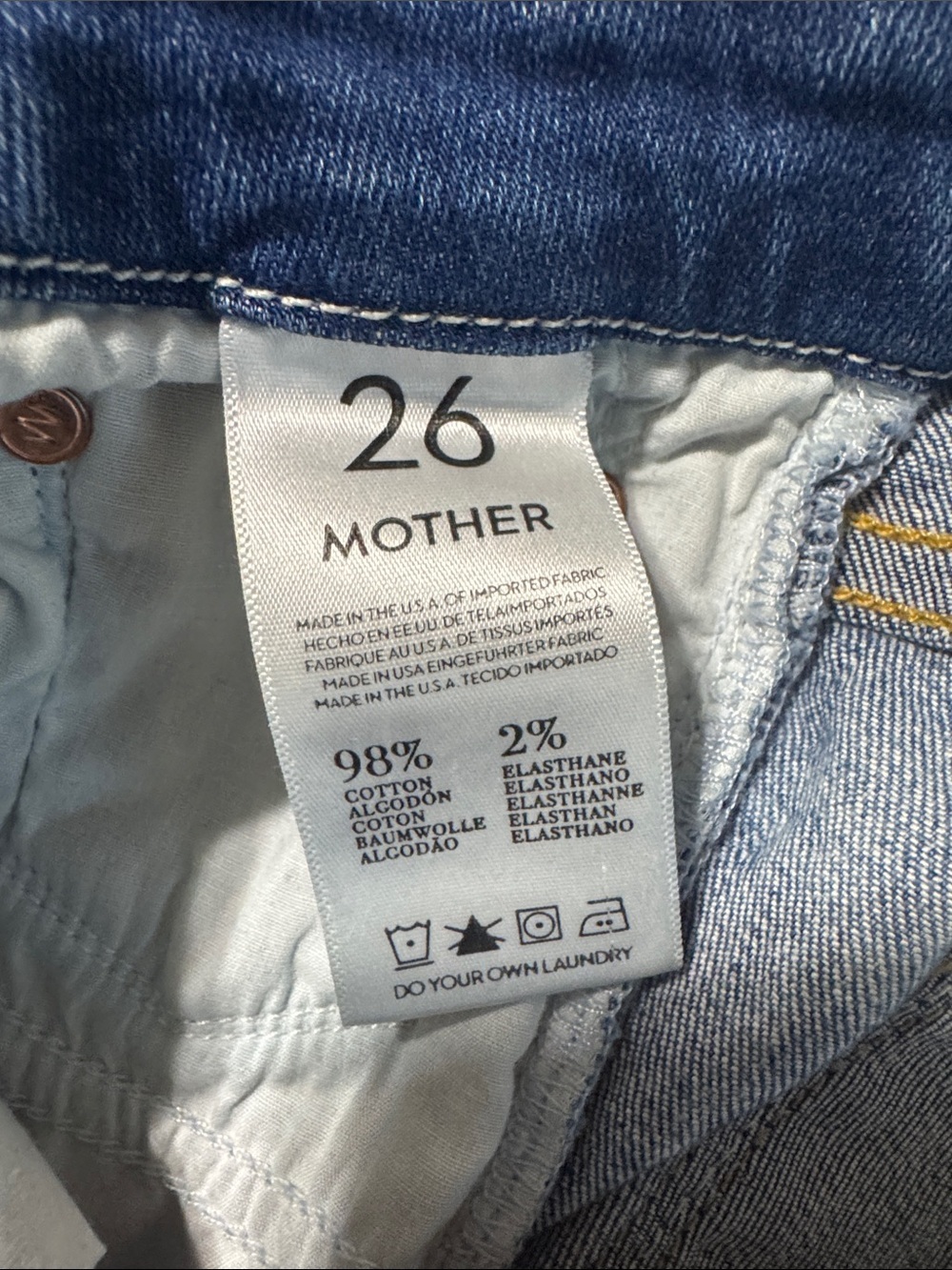 MOTHER Denim Frayed Hem Skinny Straight Jeans Medium Wash Size - Picture 6 of 9